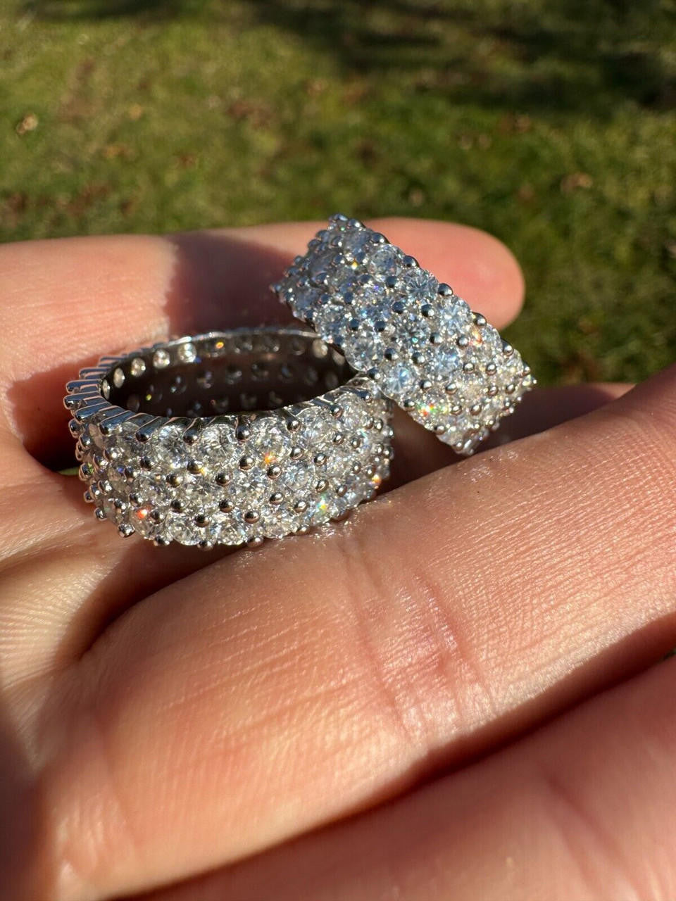 Moissanite Three Paths Iced Out Eternity Band Ring - 925 Silver