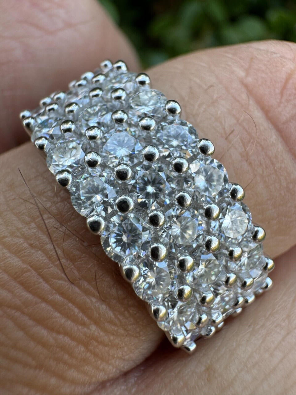 Moissanite Three Paths Iced Out Eternity Band Ring - 925 Silver