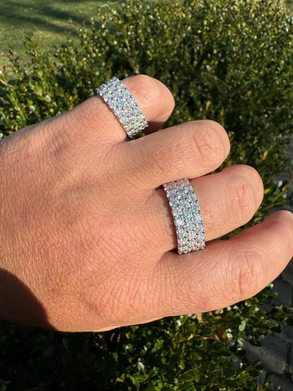 Moissanite Three Paths Iced Out Eternity Band Ring - 925 Silver