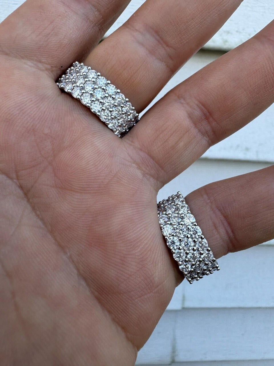 Moissanite Three Paths Iced Out Eternity Band Ring - 925 Silver