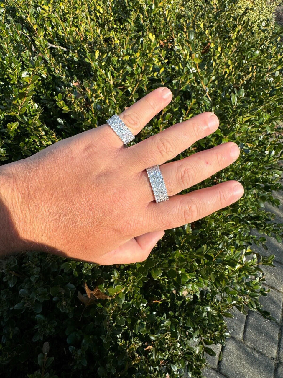 Moissanite Three Paths Iced Out Eternity Band Ring - 925 Silver