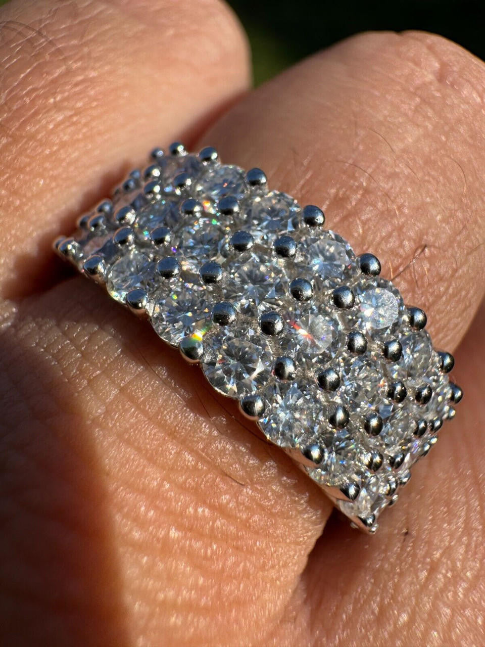 Moissanite Three Paths Iced Out Eternity Band Ring - 925 Silver