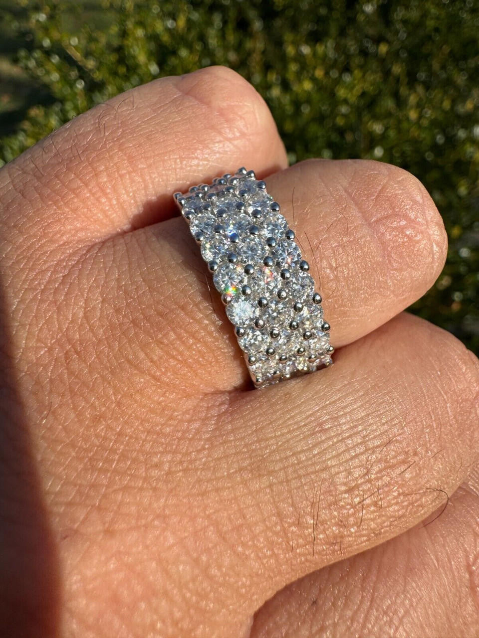 Moissanite Three Paths Iced Out Eternity Band Ring - 925 Silver