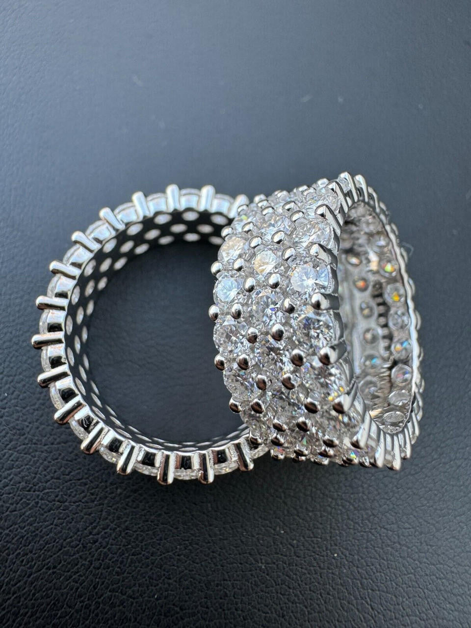 Moissanite Three Paths Iced Out Eternity Band Ring - 925 Silver