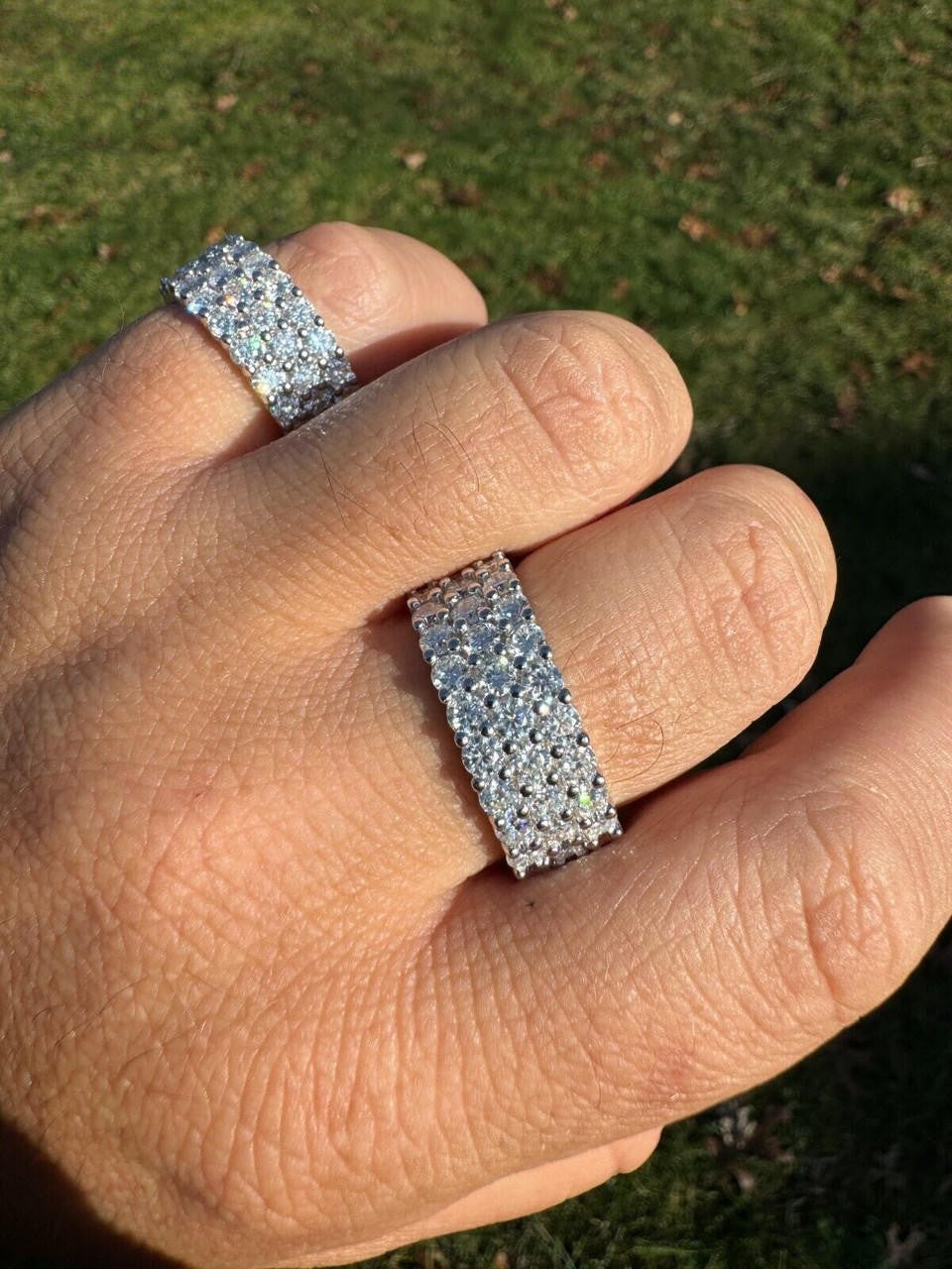 Moissanite Three Paths Iced Out Eternity Band Ring - 925 Silver