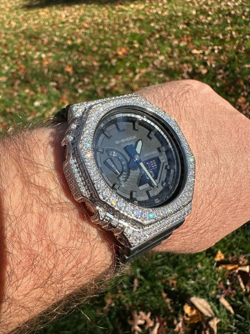 MOISSANITE Real 925 Silver Iced Casio G Shock GA-2100 Hip Hop Watch