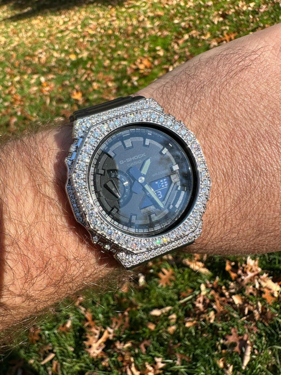 MOISSANITE Real 925 Silver Iced Casio G Shock GA-2100 Hip Hop Watch