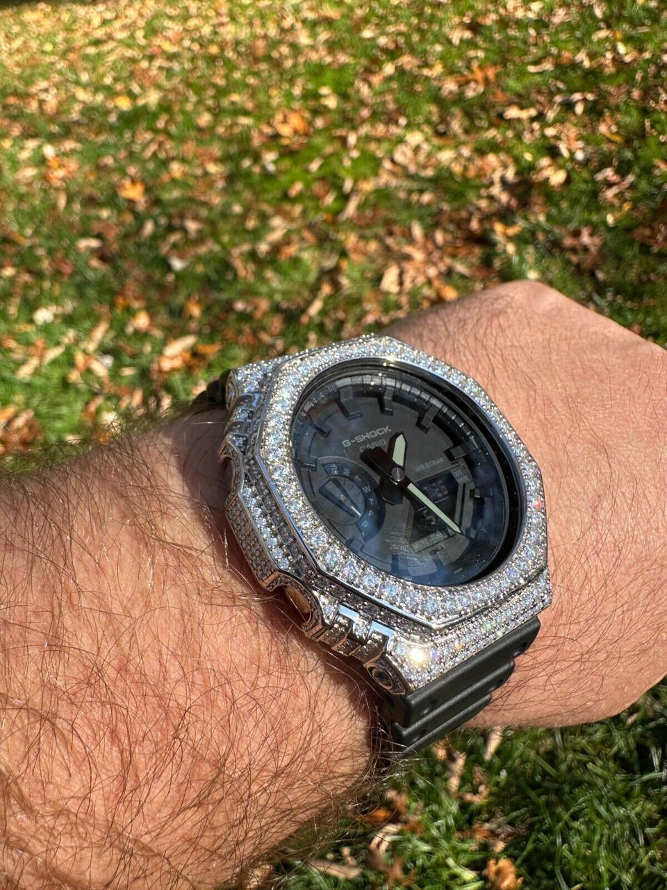 MOISSANITE Real 925 Silver Iced Casio G Shock GA-2100 Hip Hop Watch