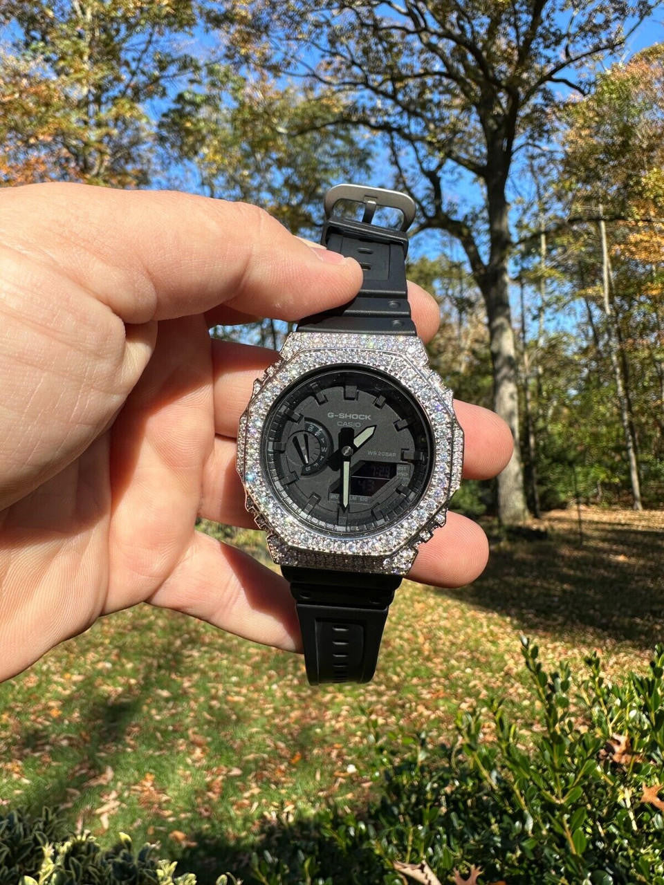 MOISSANITE Real 925 Silver Iced Casio G Shock GA-2100 Hip Hop Watch