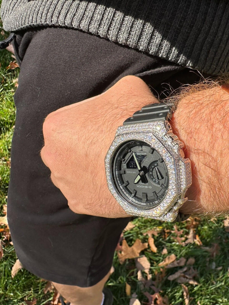 MOISSANITE Real 925 Silver Iced Casio G Shock GA-2100 Hip Hop Watch