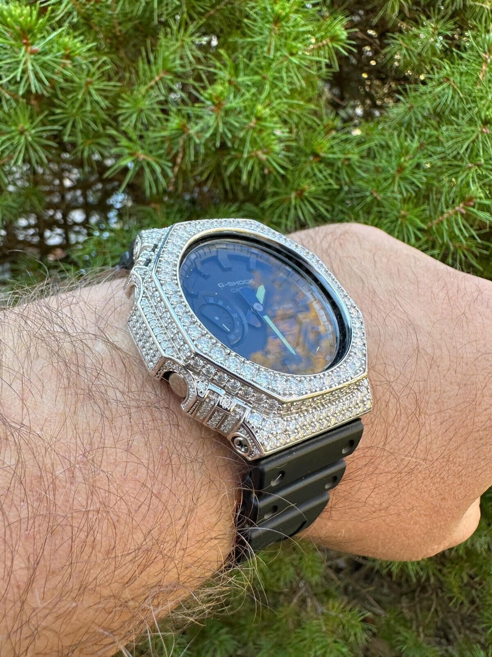 MOISSANITE Real 925 Silver Iced Casio G Shock GA-2100 Hip Hop Watch