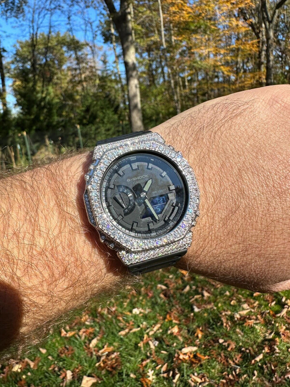 MOISSANITE Real 925 Silver Iced Casio G Shock GA-2100 Hip Hop Watch
