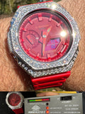 MOISSANITE Real 925 Silver Iced Red Casio G Shock GA-2100 Hip Hop Watch