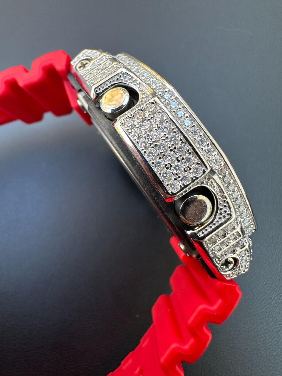 MOISSANITE Real 925 Silver Iced Red Casio G Shock GA-2100 Hip Hop Watch