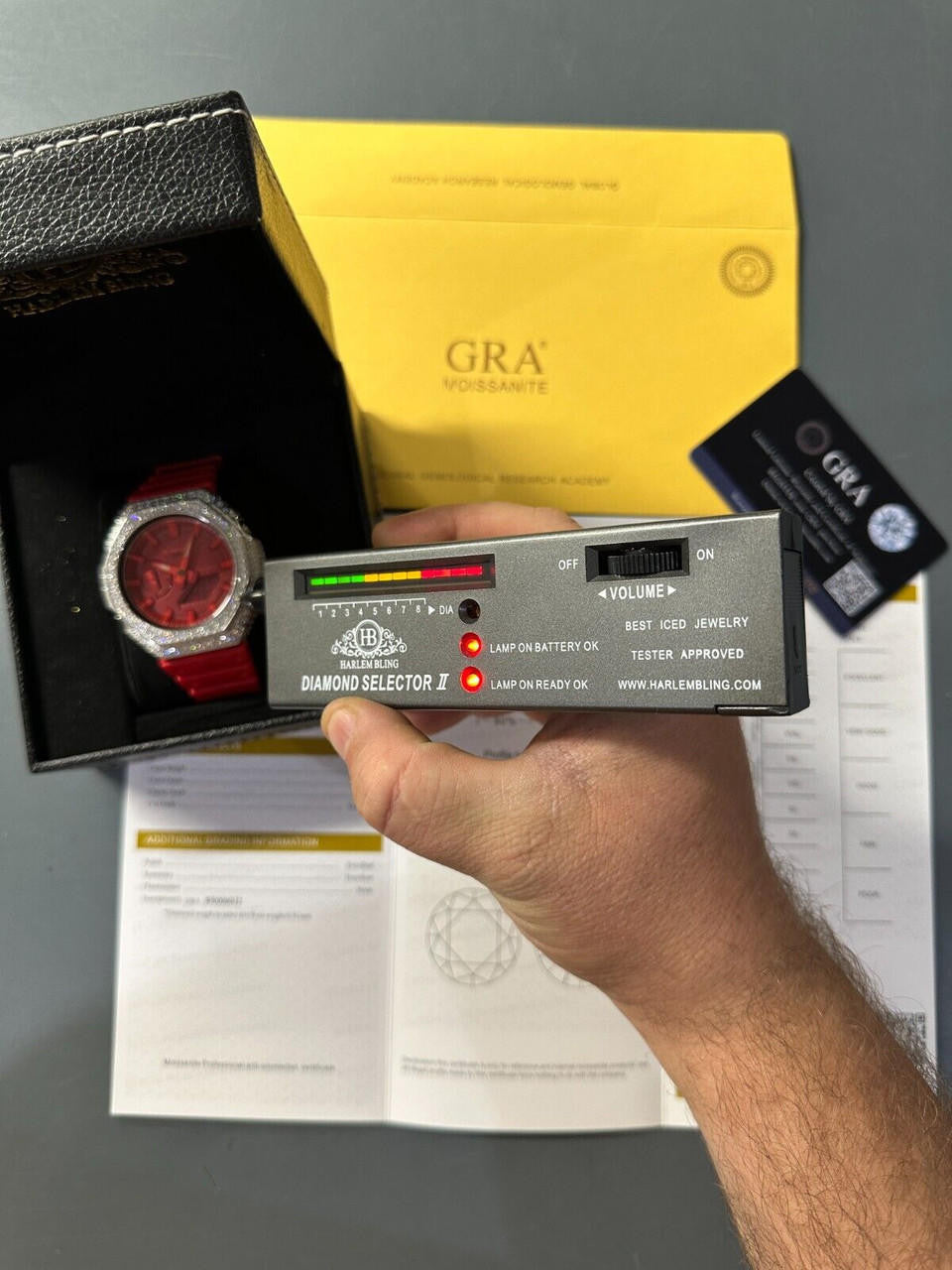 MOISSANITE Real 925 Silver Iced Red Casio G Shock GA-2100 Hip Hop Watch