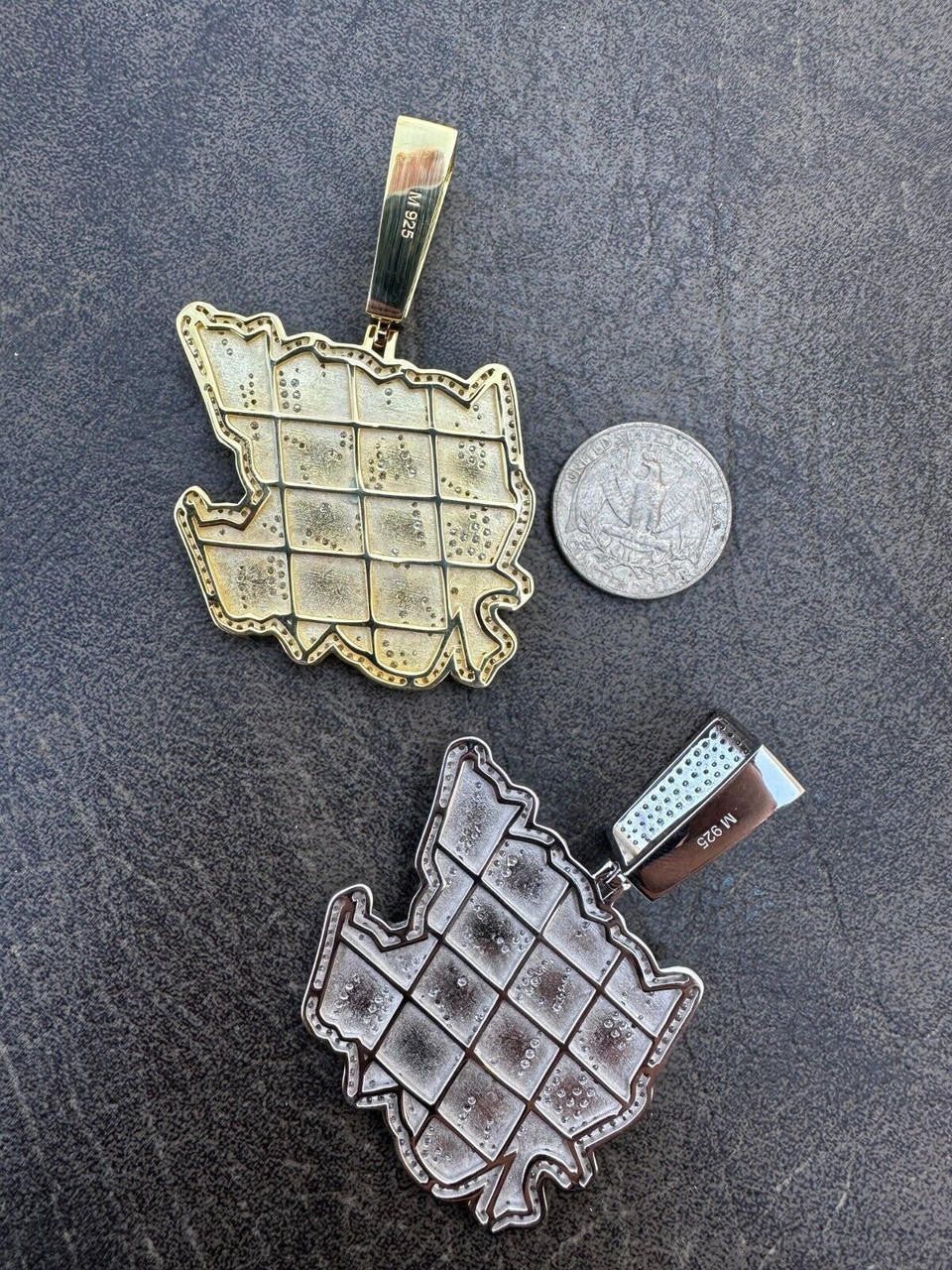 MOISSANITE LOYALTY OVER ROYALTY Hip Hop Pendant - 14k Gold Vermeil Or 925 Silver - Large 2.75"