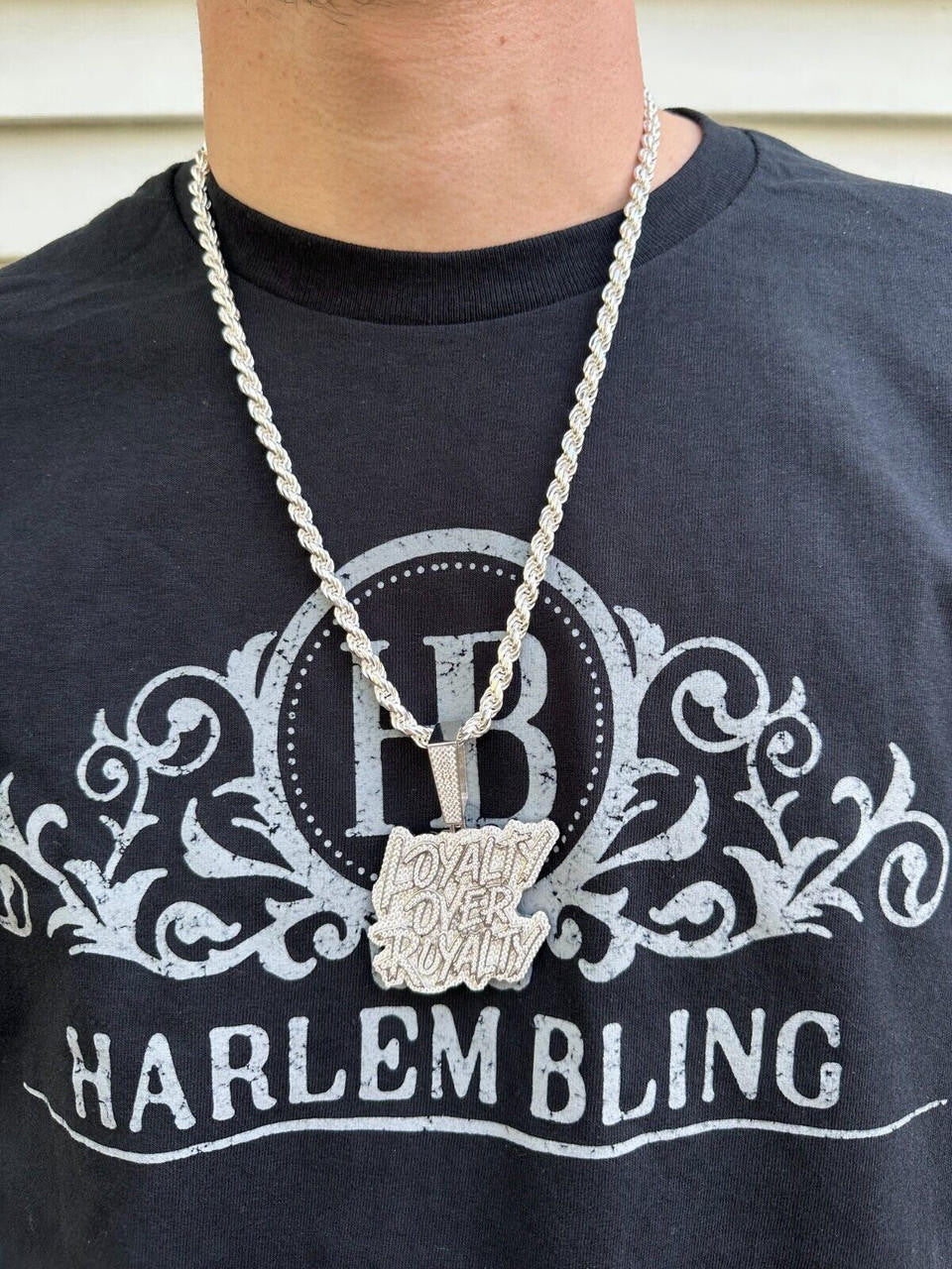 MOISSANITE LOYALTY OVER ROYALTY Hip Hop Pendant - 14k Gold Vermeil Or 925 Silver - Large 2.75"