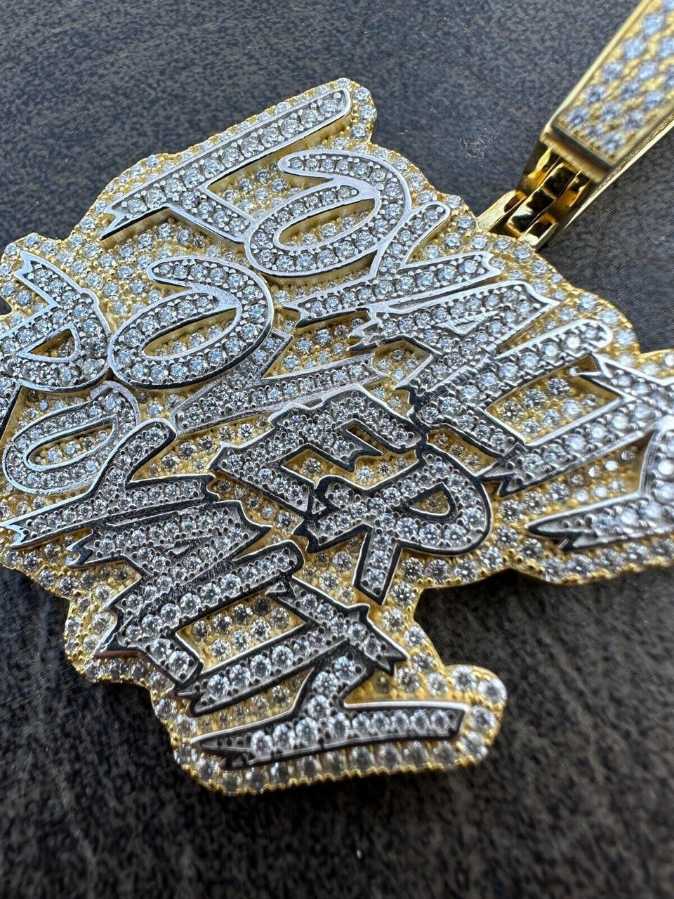 MOISSANITE LOYALTY OVER ROYALTY Hip Hop Pendant - 14k Gold Vermeil Or 925 Silver - Large 2.75"
