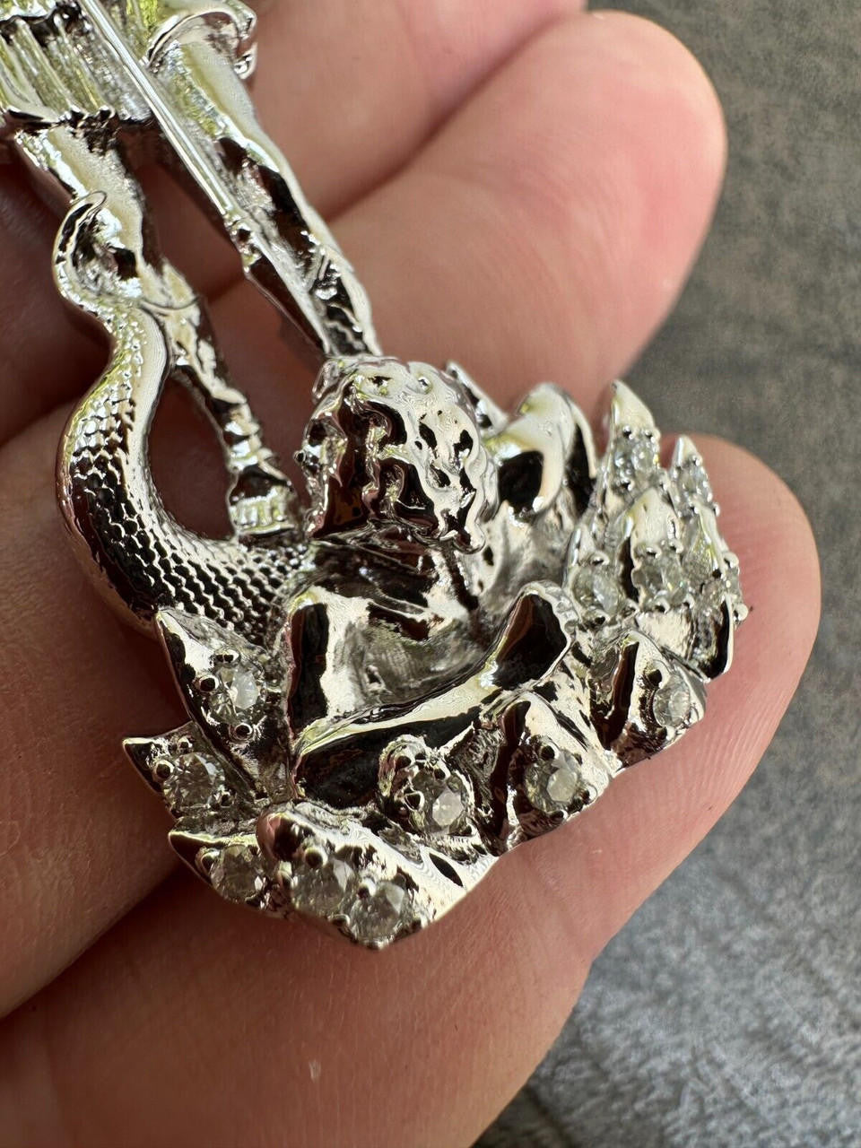 MOISSANITE Saint St Michael Slaying Dragon Archangel Pendant - 925 Silver - 3 Sizes 1"-3"