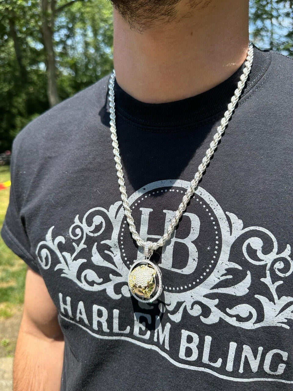 MOISSANITE 3D Spinning Globe Hip Hop Pendant - 14k Yellow Gold Vermeil Or 925 Silver - Large 2"