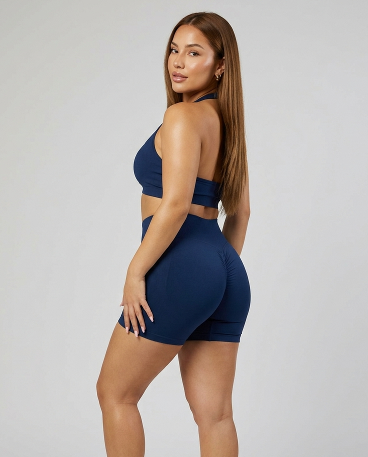 Shorts Ribbed Contour — Azul Medianoche