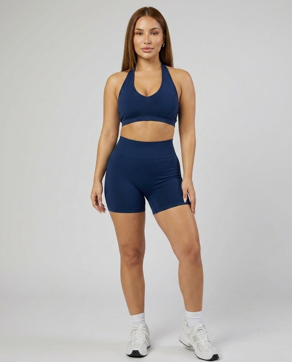 Shorts Ribbed Contour — Azul Medianoche