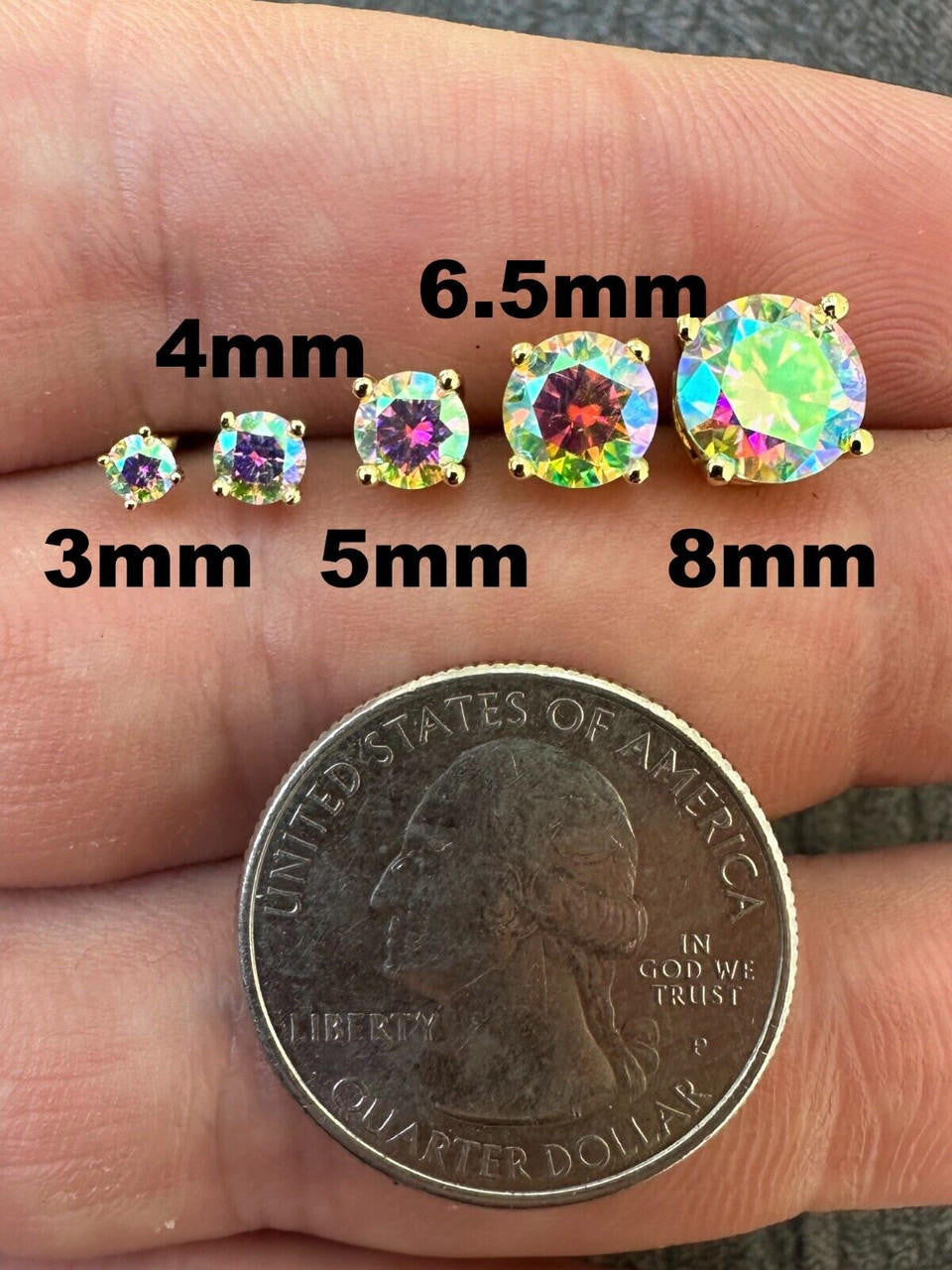 Opal MOISSANITE Solitaire Stud Earrings - 14k Gold Vermeil 925 Silver - 3mm-8mm - 0.2-4ct