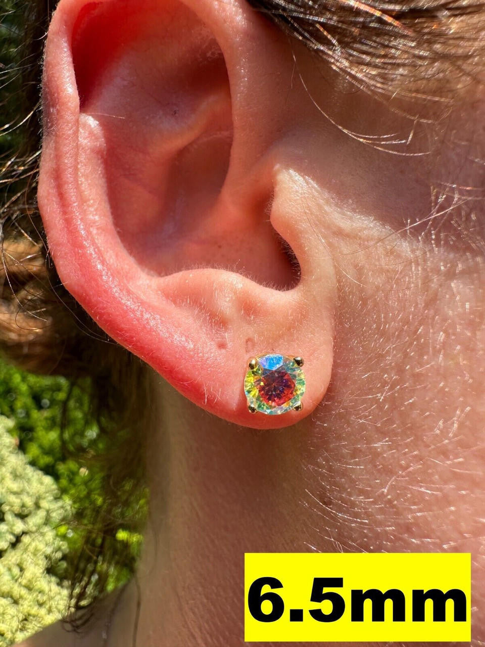 Opal MOISSANITE Solitaire Stud Earrings - 14k Gold Vermeil 925 Silver - 3mm-8mm - 0.2-4ct