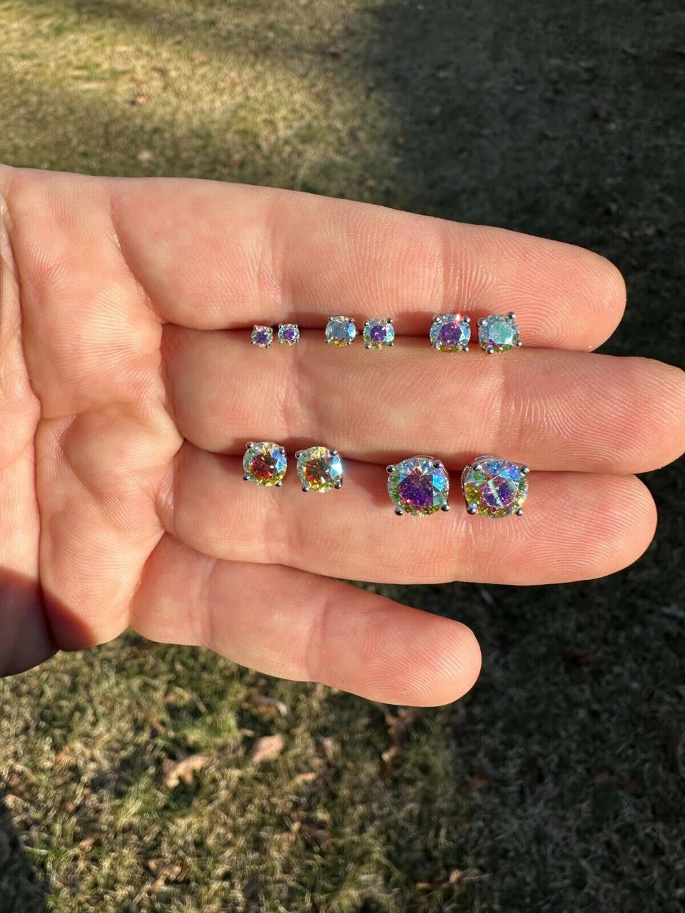 Opal MOISSANITE Solitaire Stud Earrings - 925 Silver - 3mm-8mm - 0.2-4ct
