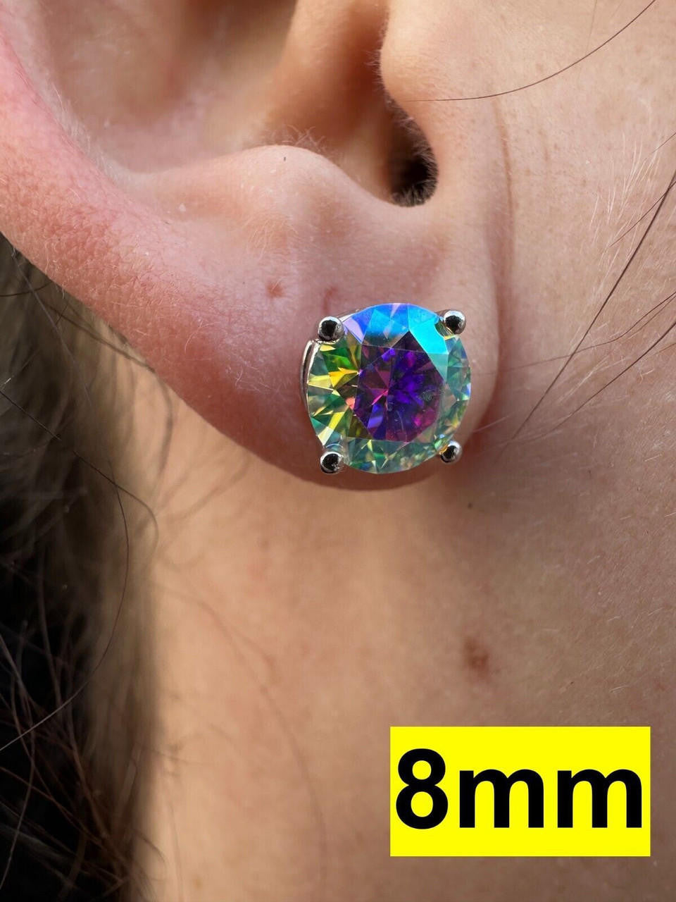Opal MOISSANITE Solitaire Stud Earrings - 925 Silver - 3mm-8mm - 0.2-4ct