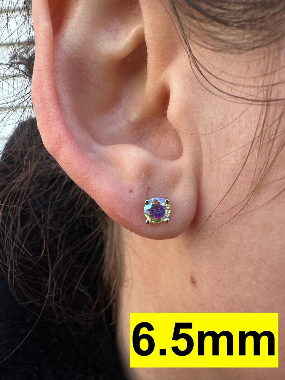 Opal MOISSANITE Solitaire Stud Earrings - 925 Silver - 3mm-8mm - 0.2-4ct