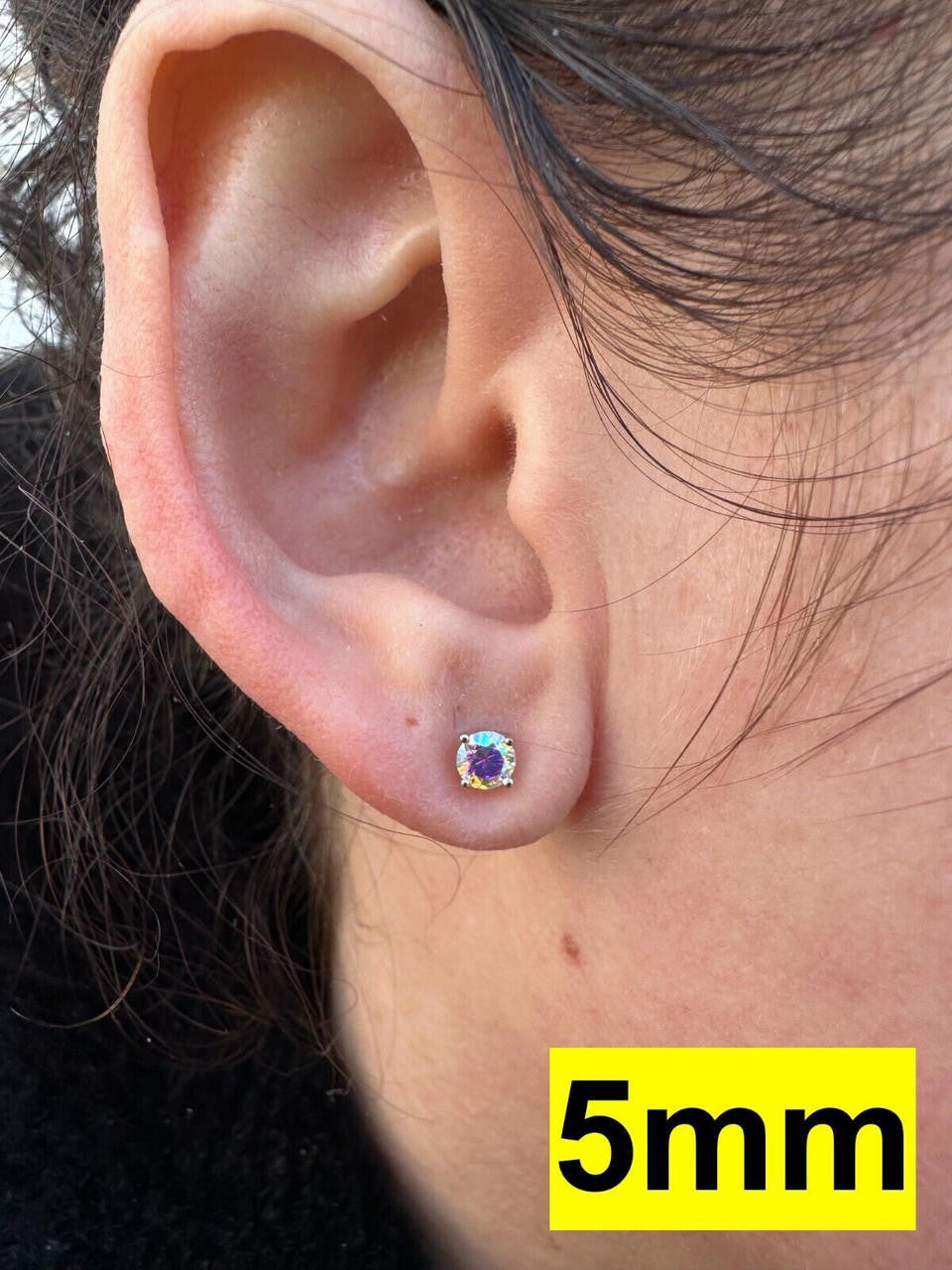 Opal MOISSANITE Solitaire Stud Earrings - 925 Silver - 3mm-8mm - 0.2-4ct