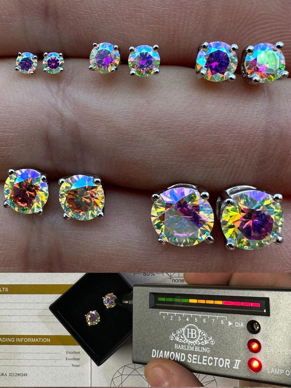 Opal MOISSANITE Solitaire Stud Earrings - 925 Silver - 3mm-8mm - 0.2-4ct