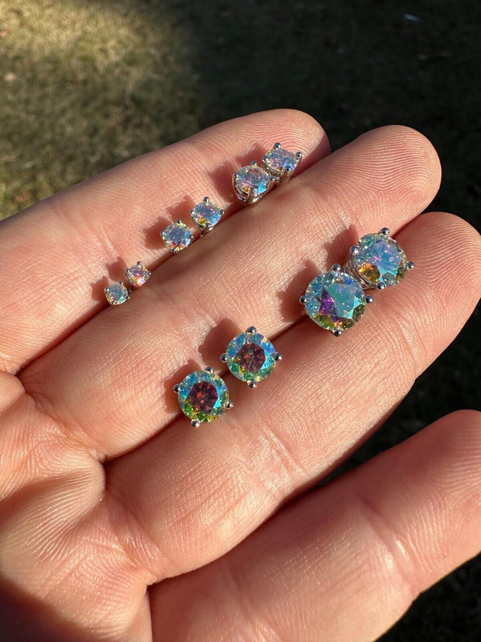 Opal MOISSANITE Solitaire Stud Earrings - 925 Silver - 3mm-8mm - 0.2-4ct