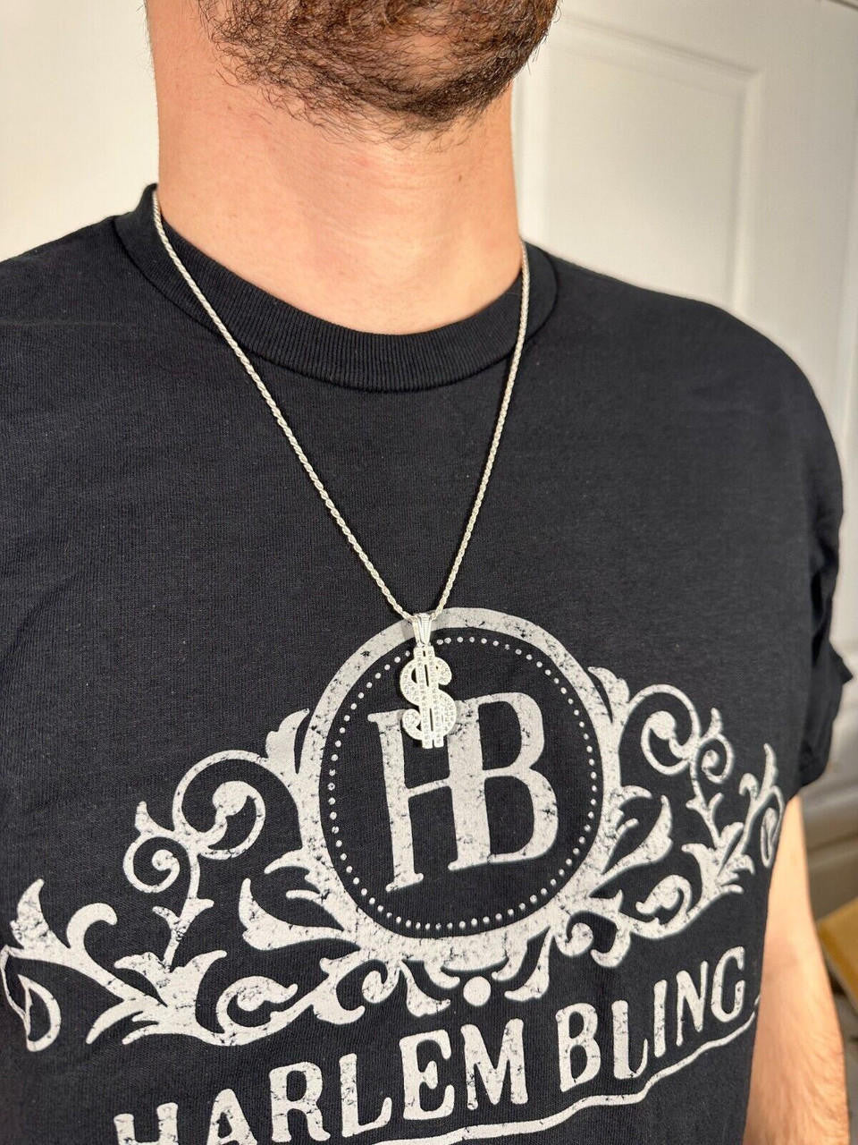 Dollar $ Sign Money Hip Hop Pendant - 14k Gold Vermeil Or 925 Silver - CZ Stones - Medium 1.75"