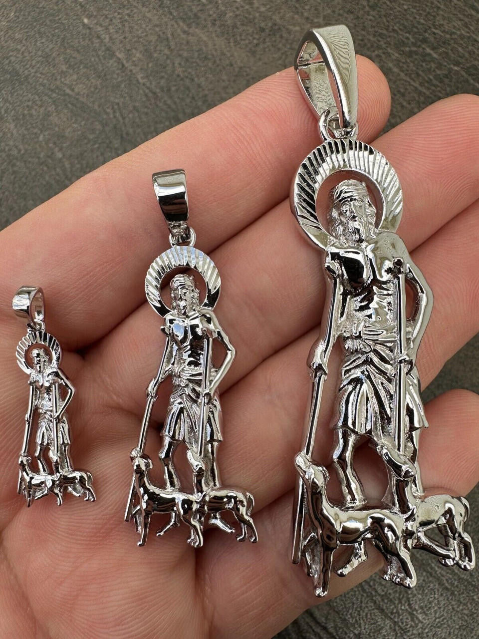 St Lazarus Plain Pendant - 925 Silver - 3 Sizes 1.25"-3.25"