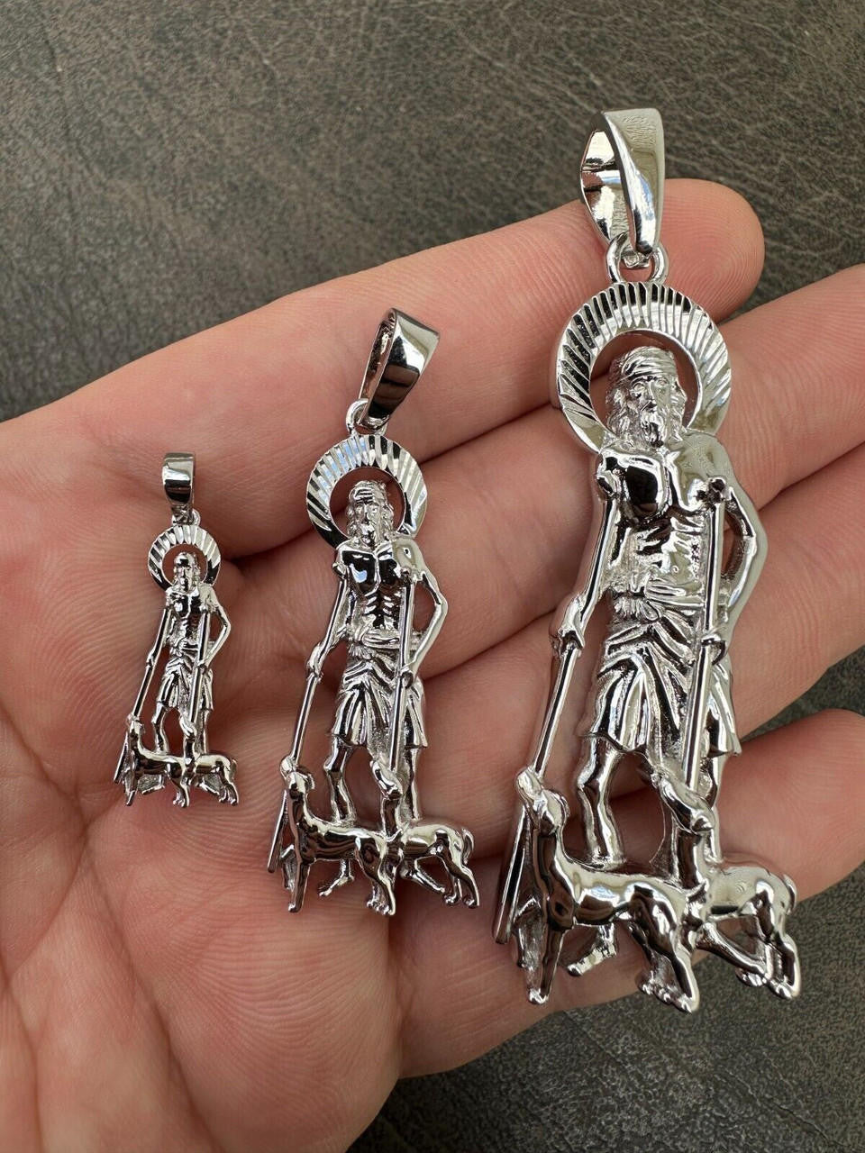 St Lazarus Plain Pendant - 925 Silver - 3 Sizes 1.25"-3.25"