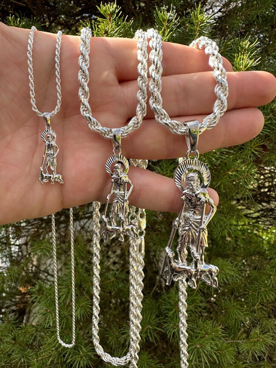 St Lazarus Plain Pendant - 925 Silver - 3 Sizes 1.25"-3.25"