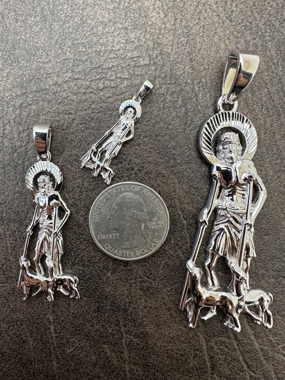 St Lazarus Plain Pendant - 925 Silver - 3 Sizes 1.25"-3.25"