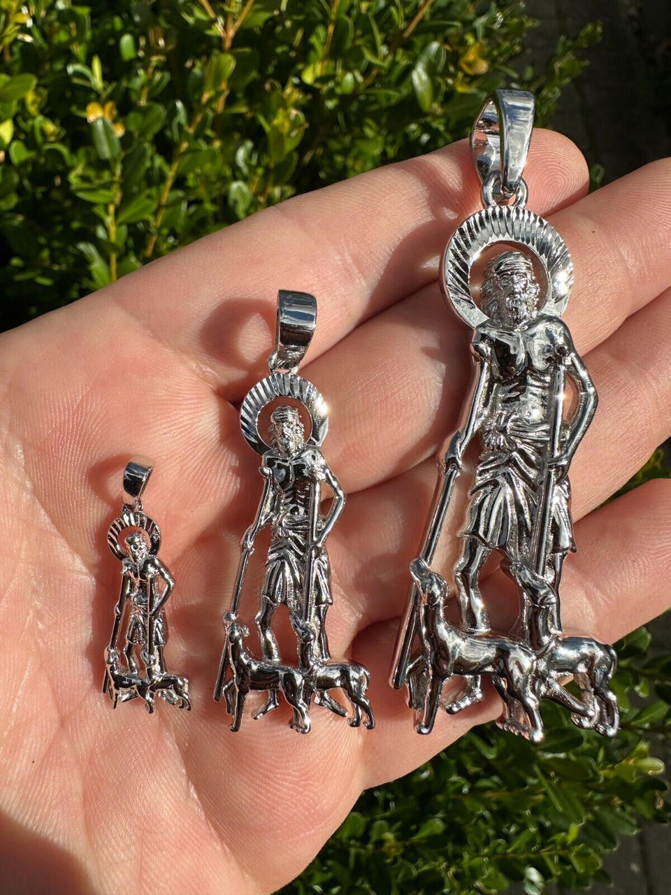 St Lazarus Plain Pendant - 925 Silver - 3 Sizes 1.25"-3.25"