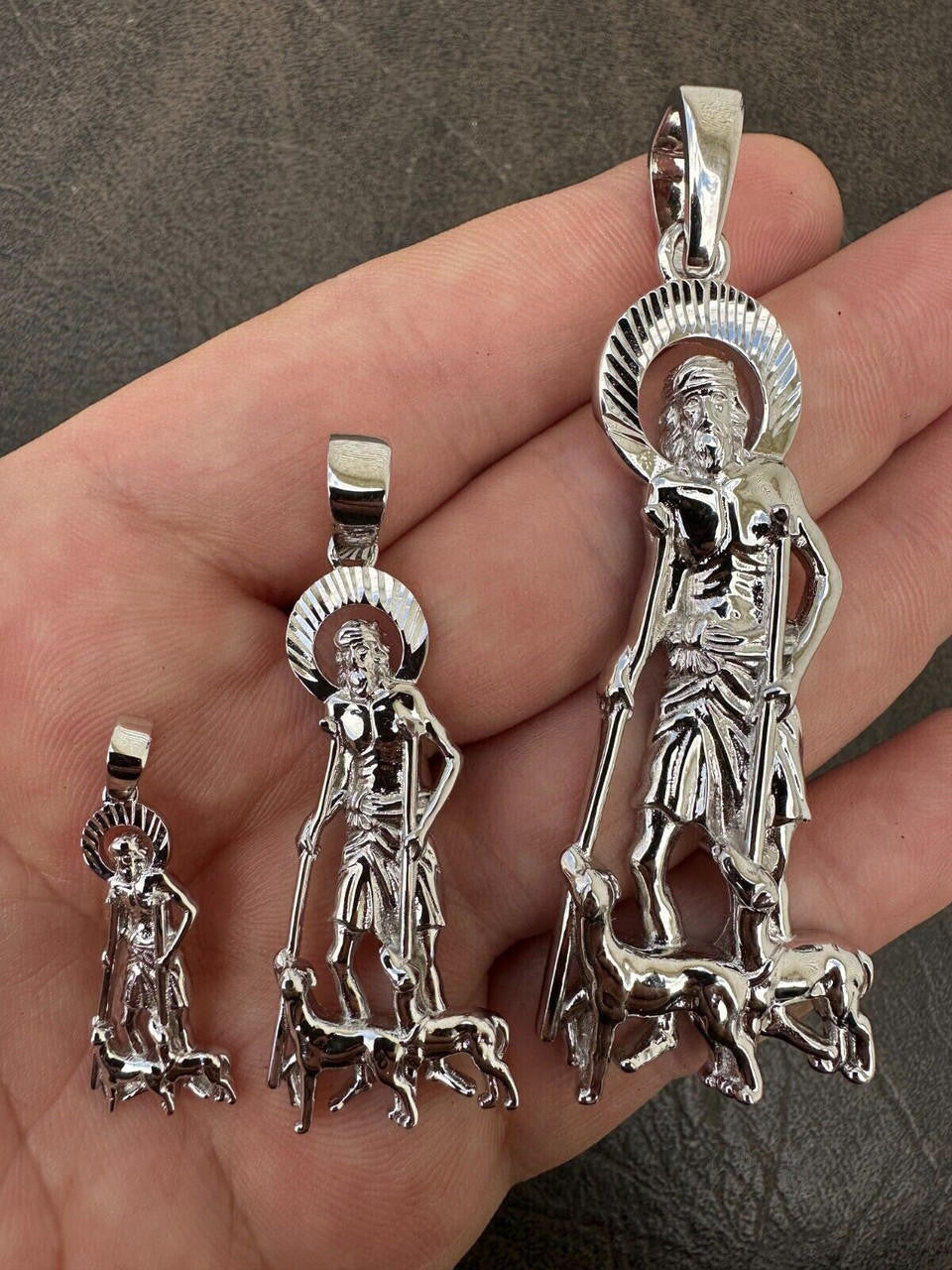 St Lazarus Plain Pendant - 925 Silver - 3 Sizes 1.25"-3.25"