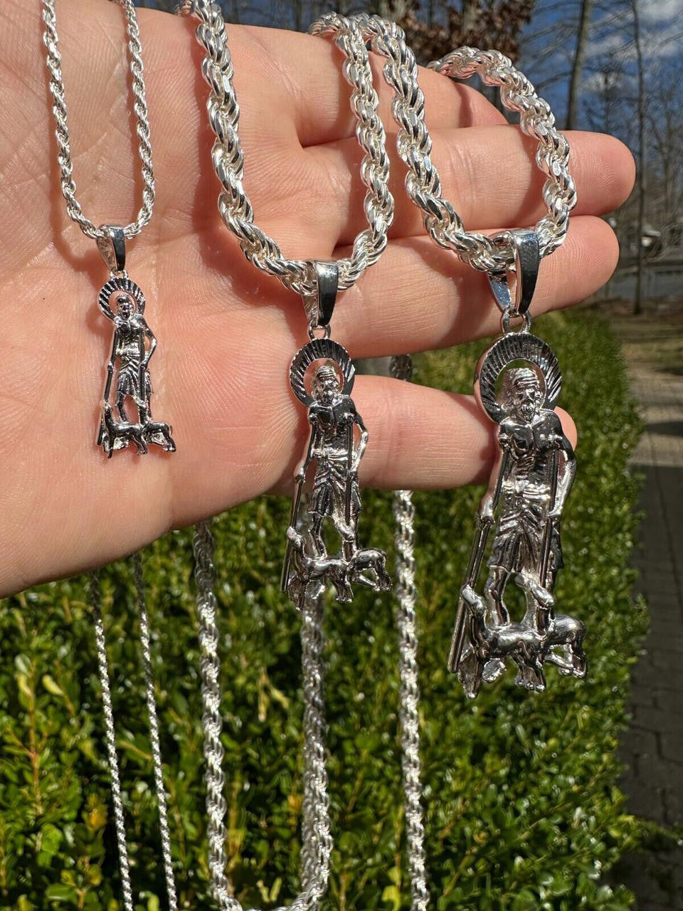 St Lazarus Plain Pendant - 925 Silver - 3 Sizes 1.25"-3.25"