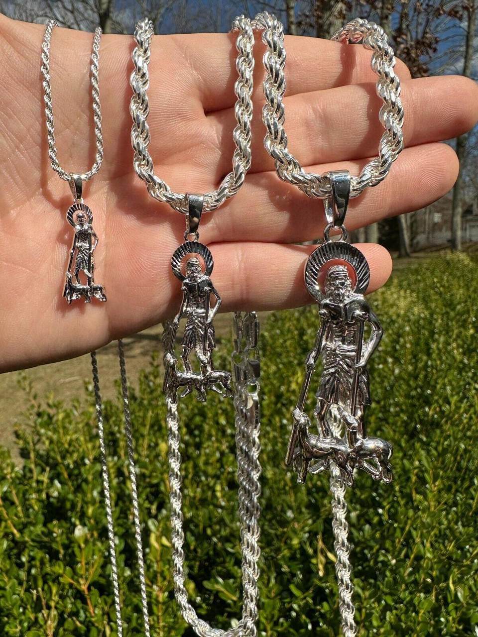 St Lazarus Plain Pendant - 925 Silver - 3 Sizes 1.25"-3.25"
