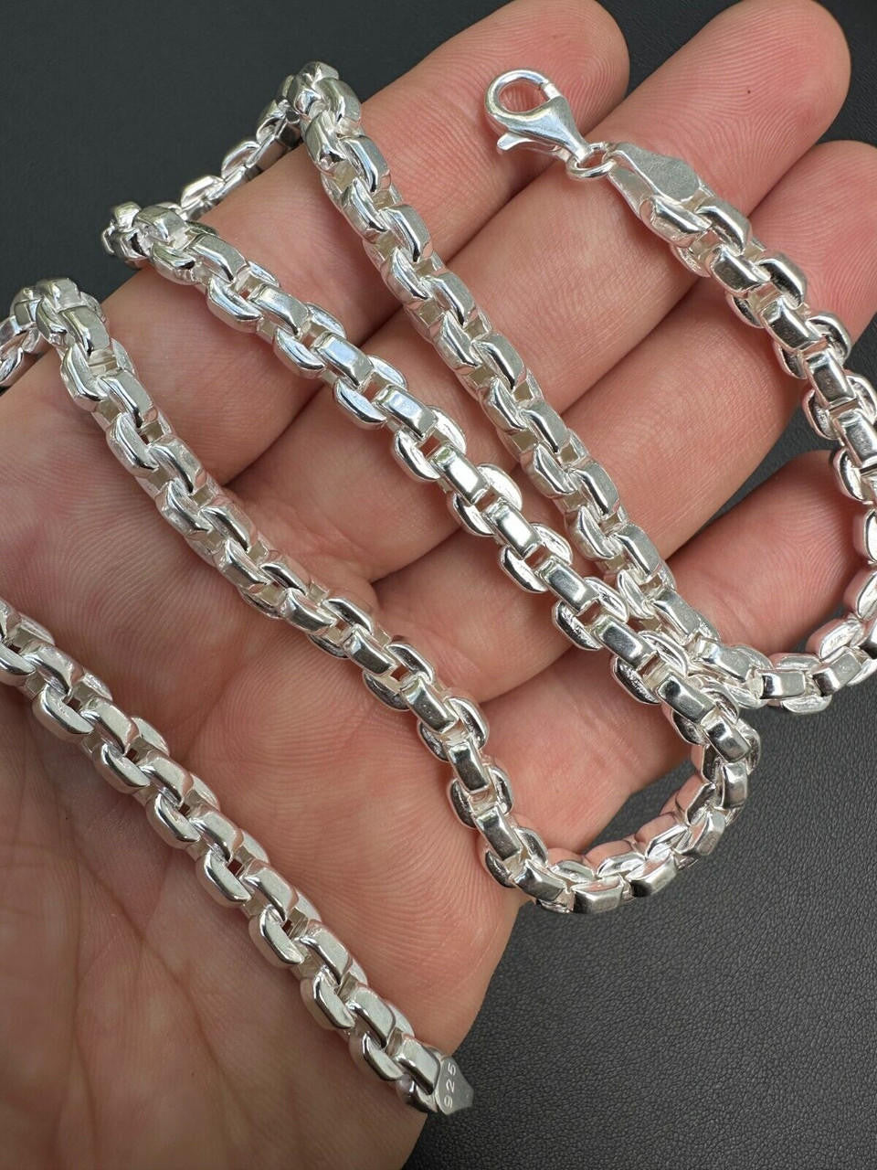 Puffed Rolo Chain Necklace Or Bracelet - Hollow 925 Sterling Silver - 7"-28" - 6mm