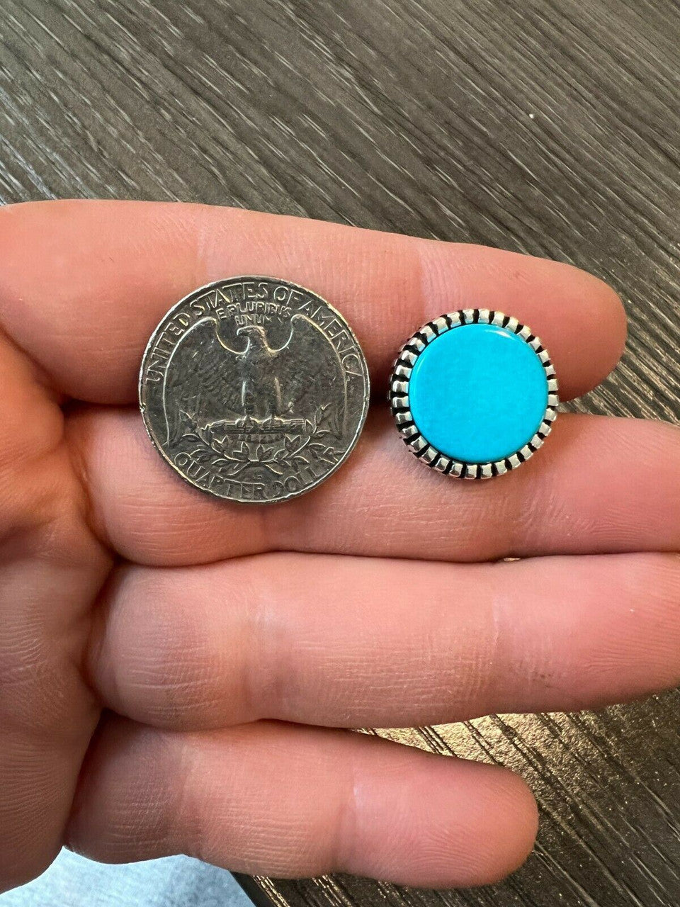 Cufflinks Round Classic - 925 Silver - Blue Turquoise Gemstone