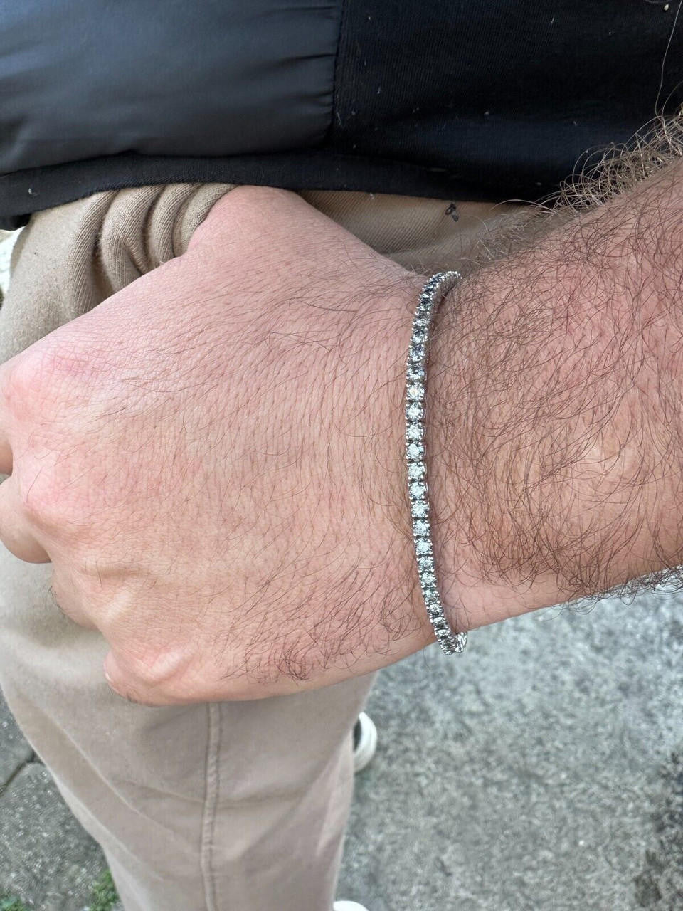 Real Iced Blue Gray MOISSANITE 3mm Tennis Bracelet 925 Silver Pass Diamond Test