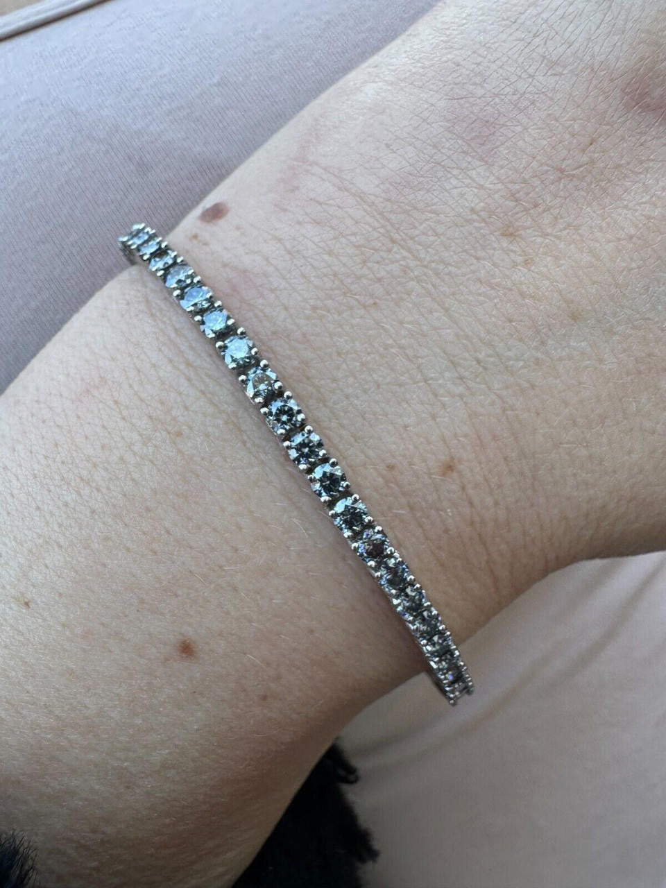 Real Iced Blue Gray MOISSANITE 3mm Tennis Bracelet 925 Silver Pass Diamond Test