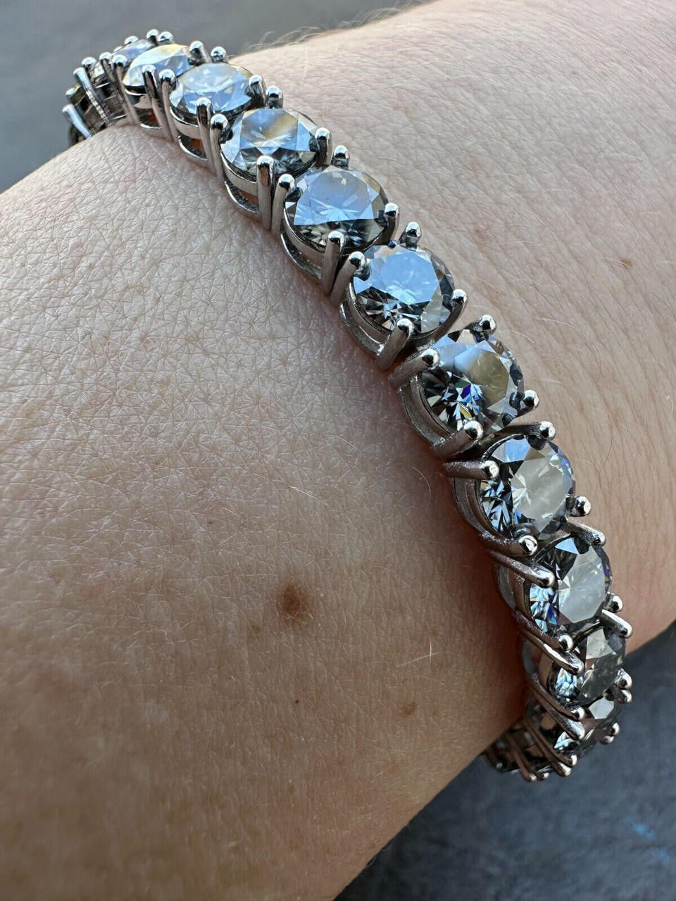 Real Iced Blue Gray MOISSANITE 5mm Tennis Bracelet 925 Silver Pass Diamond Test