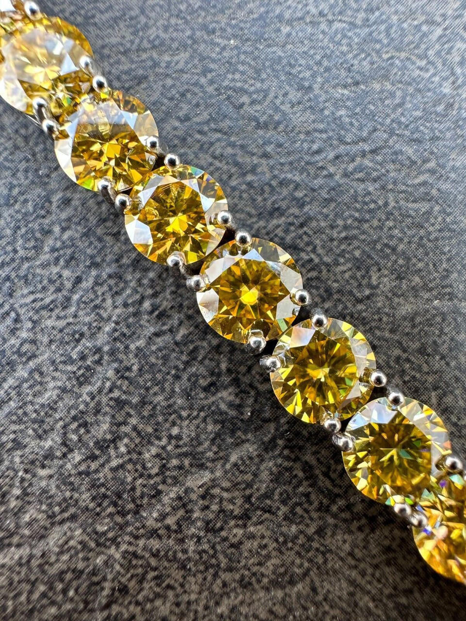 Real Iced Canary Yellow MOISSANITE 7mm Tennis Bracelet 925 Silver Diamond Tester