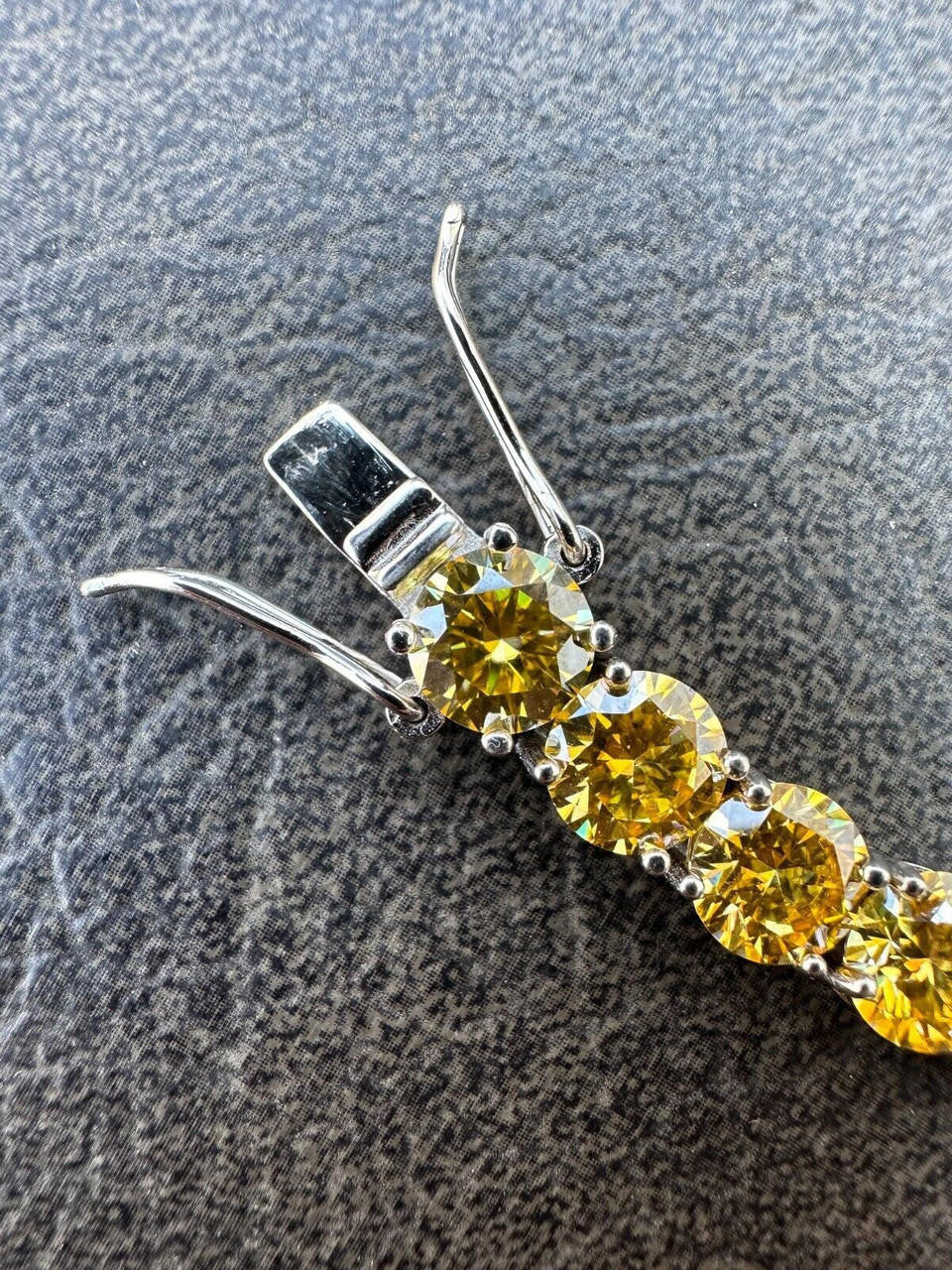 Real Iced Canary Yellow MOISSANITE 7mm Tennis Bracelet 925 Silver Diamond Tester